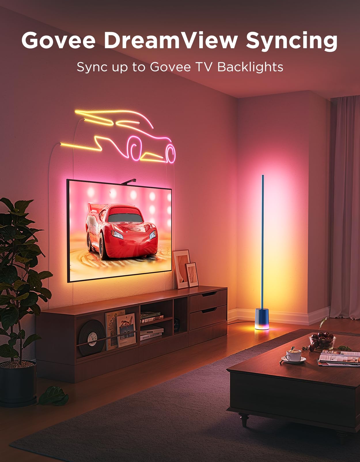 Govee Floor Lamp 2 with Matter, RGBIC, Warm Cool White LED, Alexa Compatible, 1725lm, Music Sync, Scene Modes, Smart Floor Lamp for Living Room, Bedroom, Blue(1 Pack)