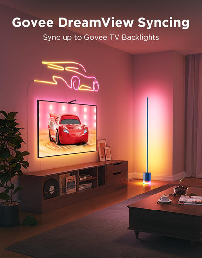 Govee Floor Lamp 2 with Matter, RGBIC, Warm Cool White LED, Alexa Compatible, 1725lm, Music Sync, Scene Modes, Smart Floor Lamp for Living Room, Bedroom, Blue(1 Pack)