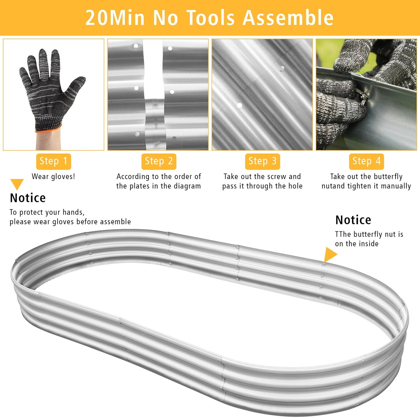 Gardeal Garden 2Pcs 4x2x1ft Galvanized Raised Garden Bed Kit - Metal Planter Boxes for Vegetables/Herbs/Flowers, Heavy-Duty Steel Outdoor Garden Box with Reinforced Edges