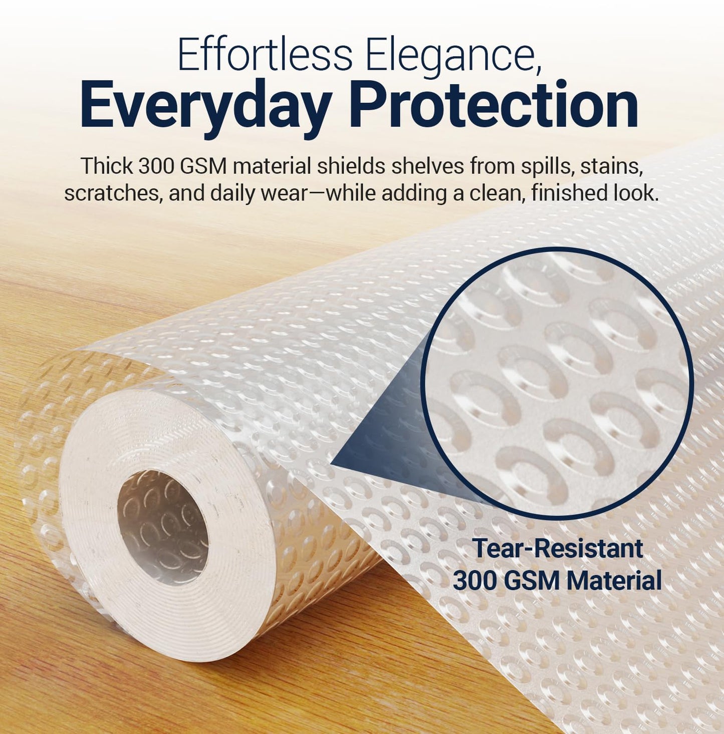 Linda's Essentials Shelf Liner Drawer Liner for Kitchen Cabinets Non-Adhesive (12 x 60 Inches) - Non-Slip Easy Clean Kitchen Cabinet and Cupboard Protector, Waterproof Mat, Clear Roll