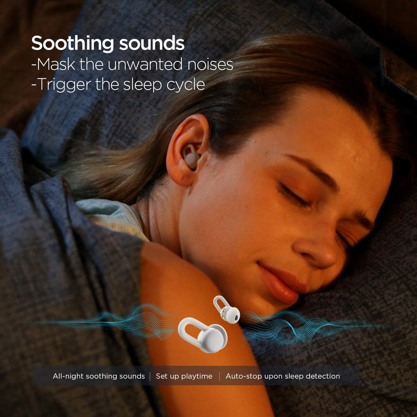 Amazfit Zenbuds Smart Sleep Earbuds, Noise Blocking, in-Ear Alarm, Soothing Sounds, Light and Comfortable, in-Ear Alarm Detection, Cloud White