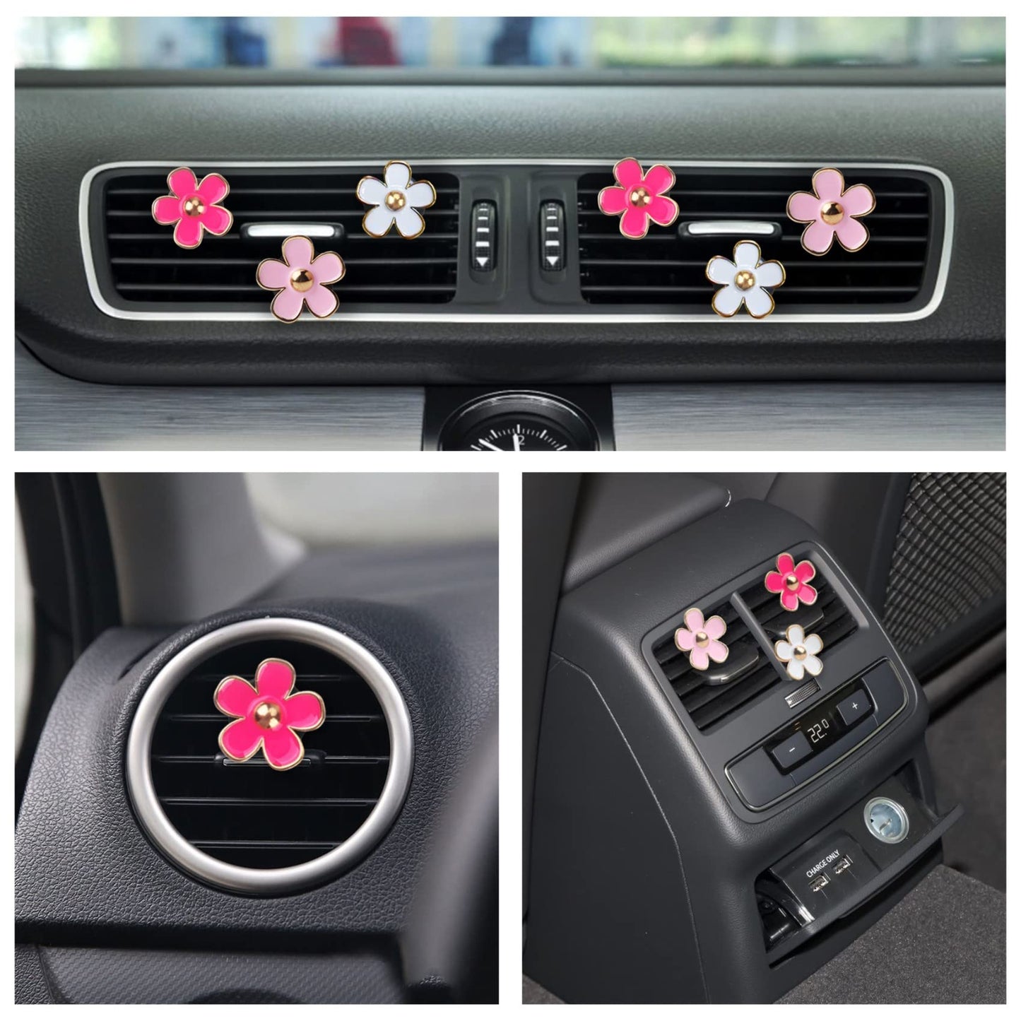 Pink Car Accessories for Women Teen Girls 6PCS Cute Auto Scent Air Fresheners Vent Clips Girly Daisy Flower Decorations Interior Aesthetic Things Cars Perfume Decor Stuff Christmas Gifts for Her Mom