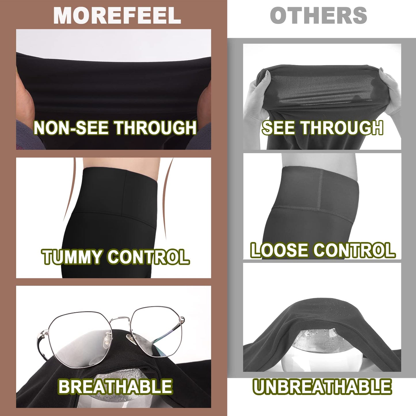 MOREFEEL 3 Pack Buttery Soft Biker Shorts for Women – 8" High Waist Tummy Control Workout Yoga Running Gym Athletic Shorts