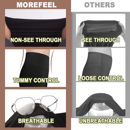 MOREFEEL 3 Pack Buttery Soft Biker Shorts for Women – 8" High Waist Tummy Control Workout Yoga Running Gym Athletic Shorts