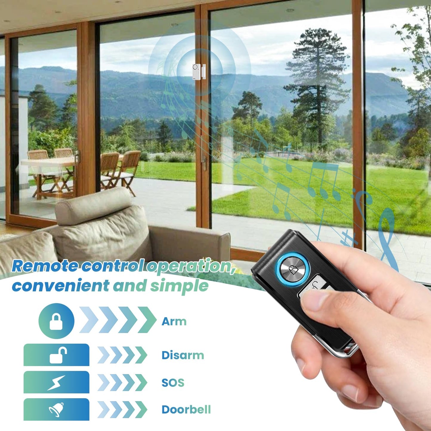 HENDUN Door Alarms When Opened with Remote, Door Bells Chimes, Door Security Sensor (2pack All Batteries Included)