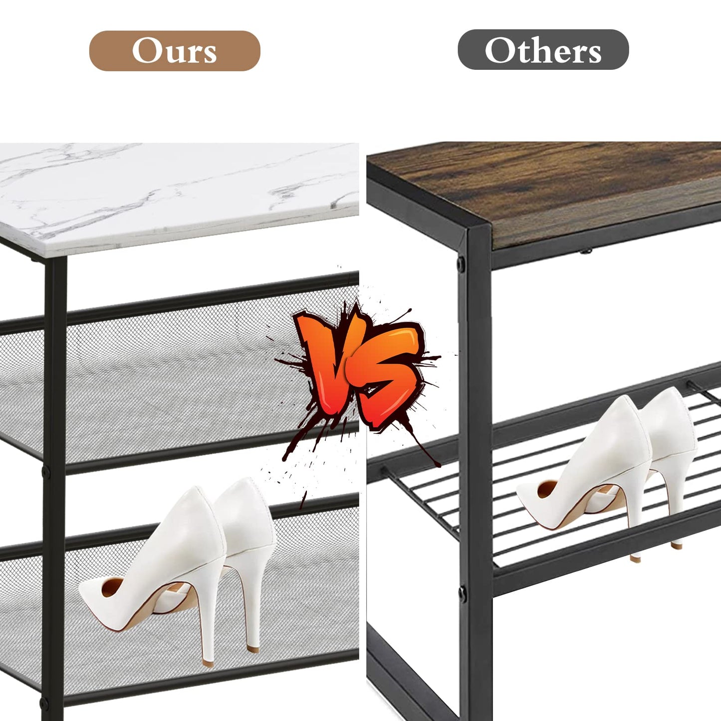 Garden 4 you 4 Tiers White Marble Shoe Rack,Freestanding Organizer Multi-Purpose Adjustable Flat and Slant Storage Rack Shoe Shelf, High Heels Potted Plant for Entryway Hallway Living Room Closet