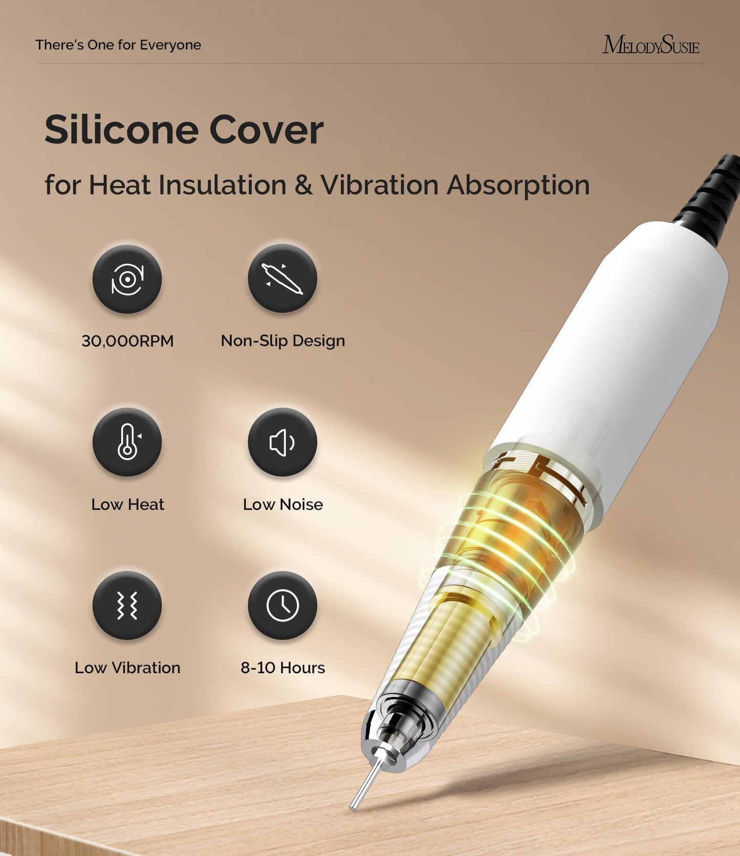 MelodySusie Professional Nail Drill, 30000 RPM Rechargeable Portable Nail Drills, Cordless Electric Nail File Machine with Bits Kit and 106 Sanding Bands, SC300I Black