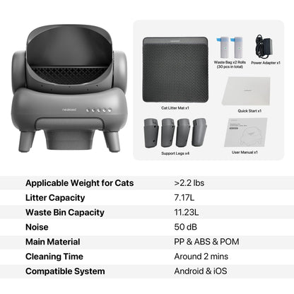 Neakasa M1 Open-Top Self Cleaning Cat Litter Box, Automatic Cat Litter Box with APP Control, Odor-Free Waste Disposal Includes Trash Bags
