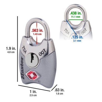Master Lock 4689Q TSA Approved Luggage Lock, 4 Pack, Colors May Vary