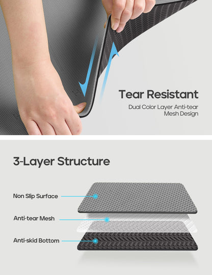 Heathyoga Eco Friendly Non Slip Yoga Mat, Body Alignment System, SGS Certified TPE Material - Textured Non Slip Surface and Optimal Cushioning,72"x 26" Thickness 1/4" Charcoal