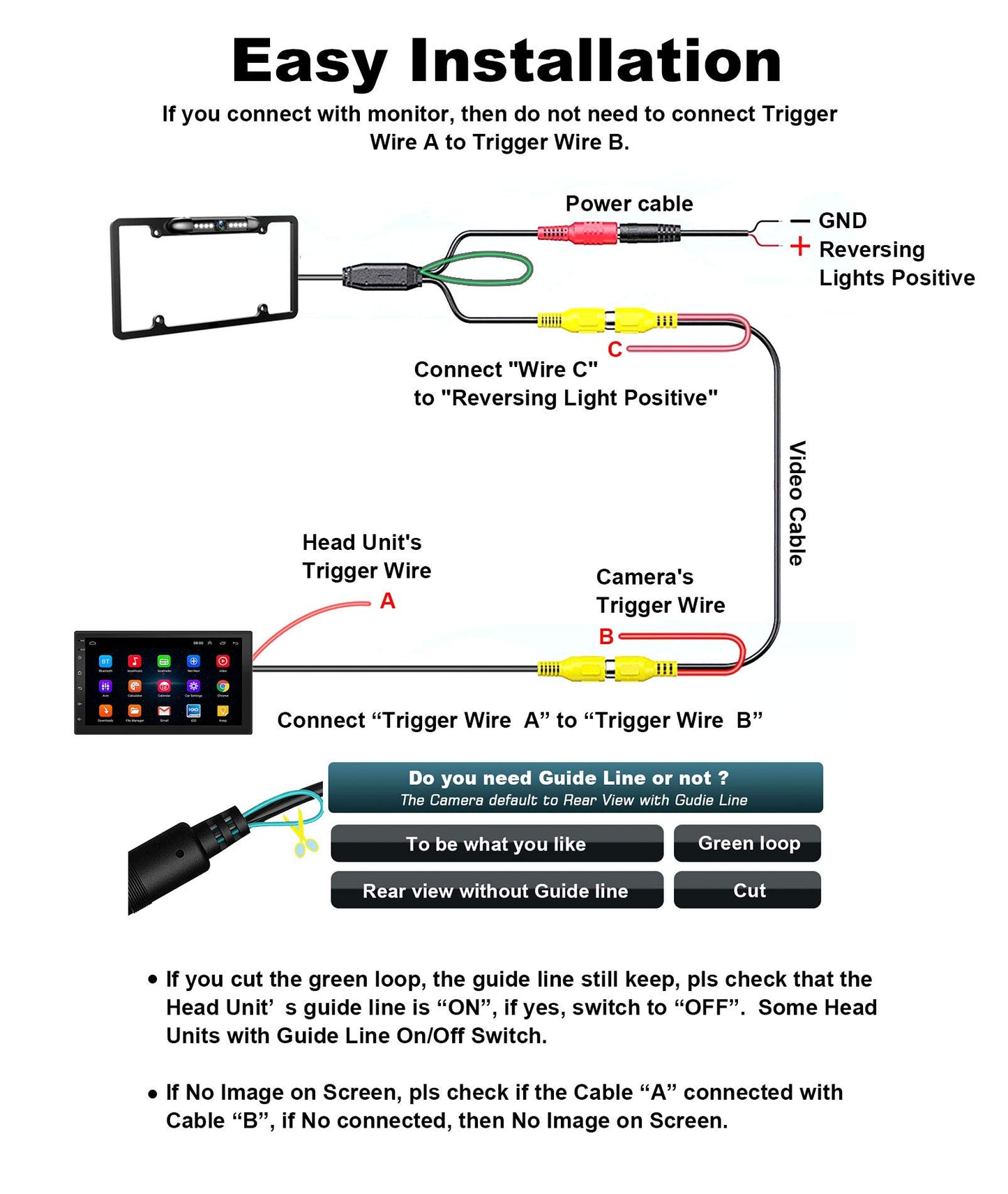 License Plate Backup Camera HD Night Vision Rear View Camera with 8 LEDs 170° Viewing Angle Waterproof Backup Rear Camera for Cars