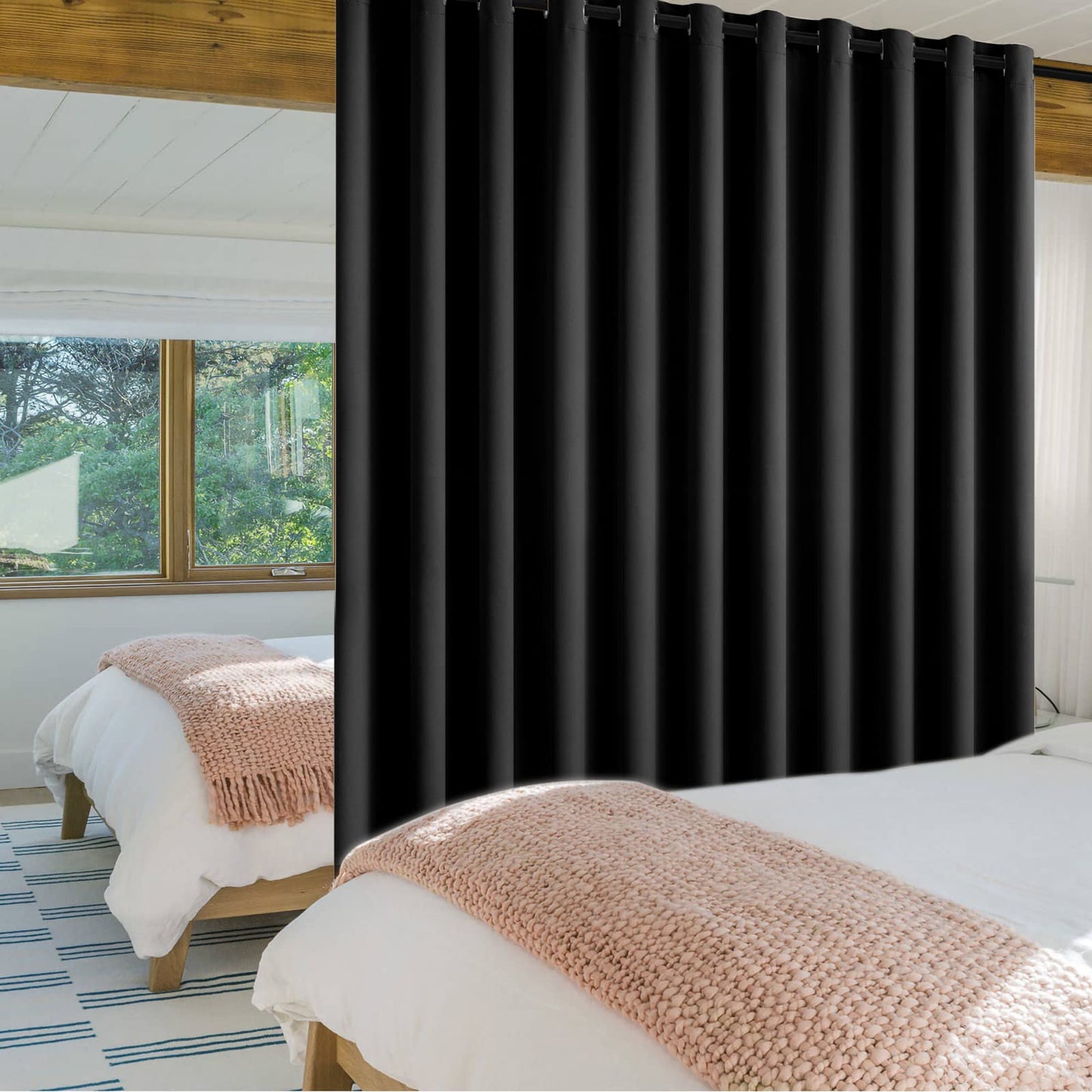 MIULEE Room Divider Curtains 12.5 x 8 Ft - Total Privacy Wall Room Divider Screens Sound Proof Wide Blackout Curtain for Living Room Bedroom Patio Sliding Door, 1 Panel, W150 x L96 inches, Black