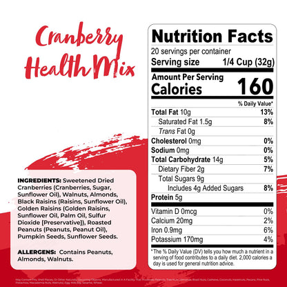 Nature's Garden Cranberry Health Mix – Power Up, Heart Healthy, Gluten Free, Antioxidant Rich, Cholesterol Free, Sodium Free, No Artificial Ingredients – 22 Oz Bag (Pack of 1)