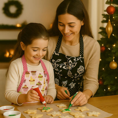 G2PLUS Kid Aprons, Toddler Apron with Pocket, Cupcake Child Apron for Christmas, Cooking, Baking, Gardening (Pink)