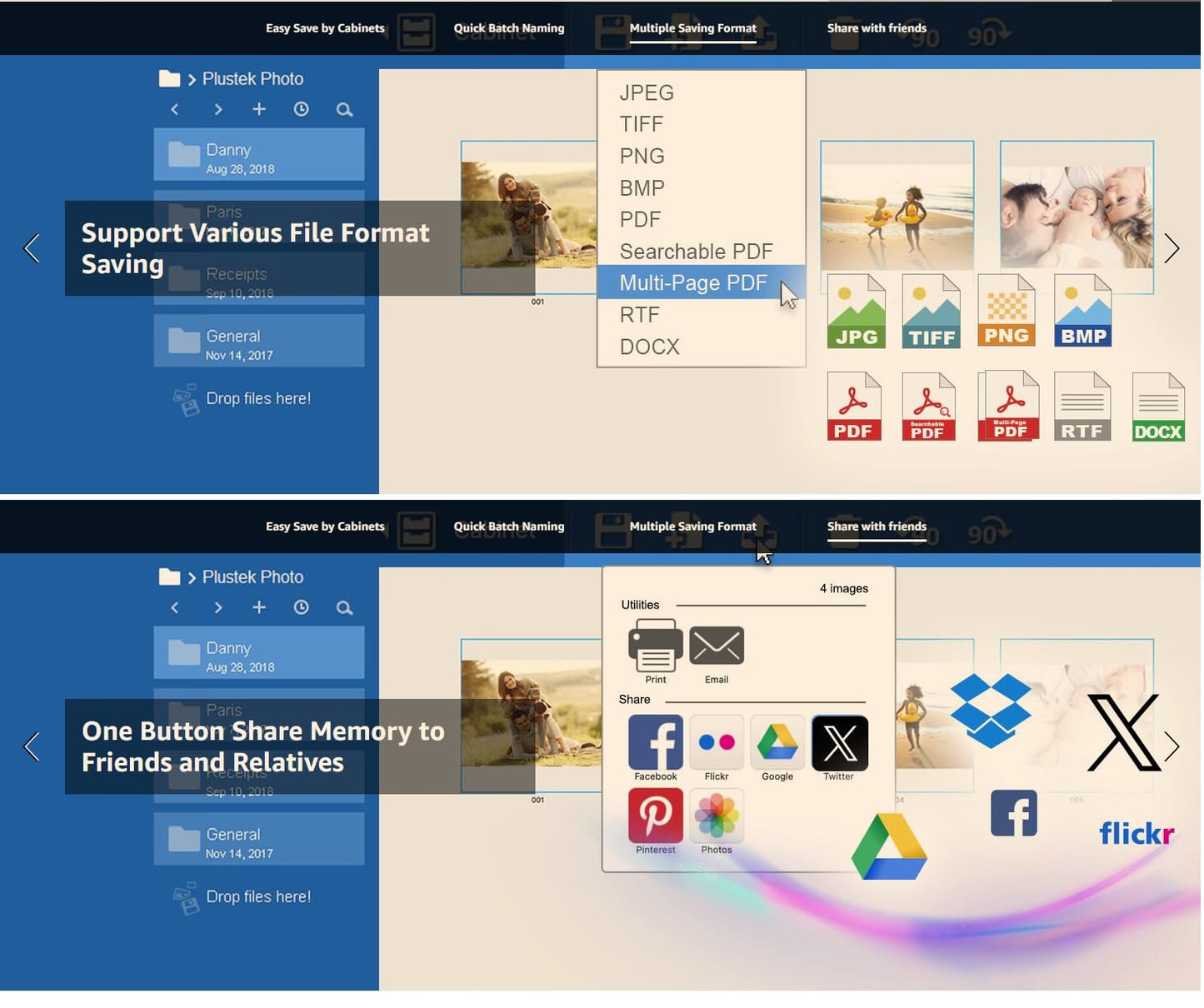 Plustek Photo Scanner ePhoto Z300, Scans 4x6 inch Photos in 2 Seconds, Auto crop and deskew with CCD Sensor, Supports Mac and PC