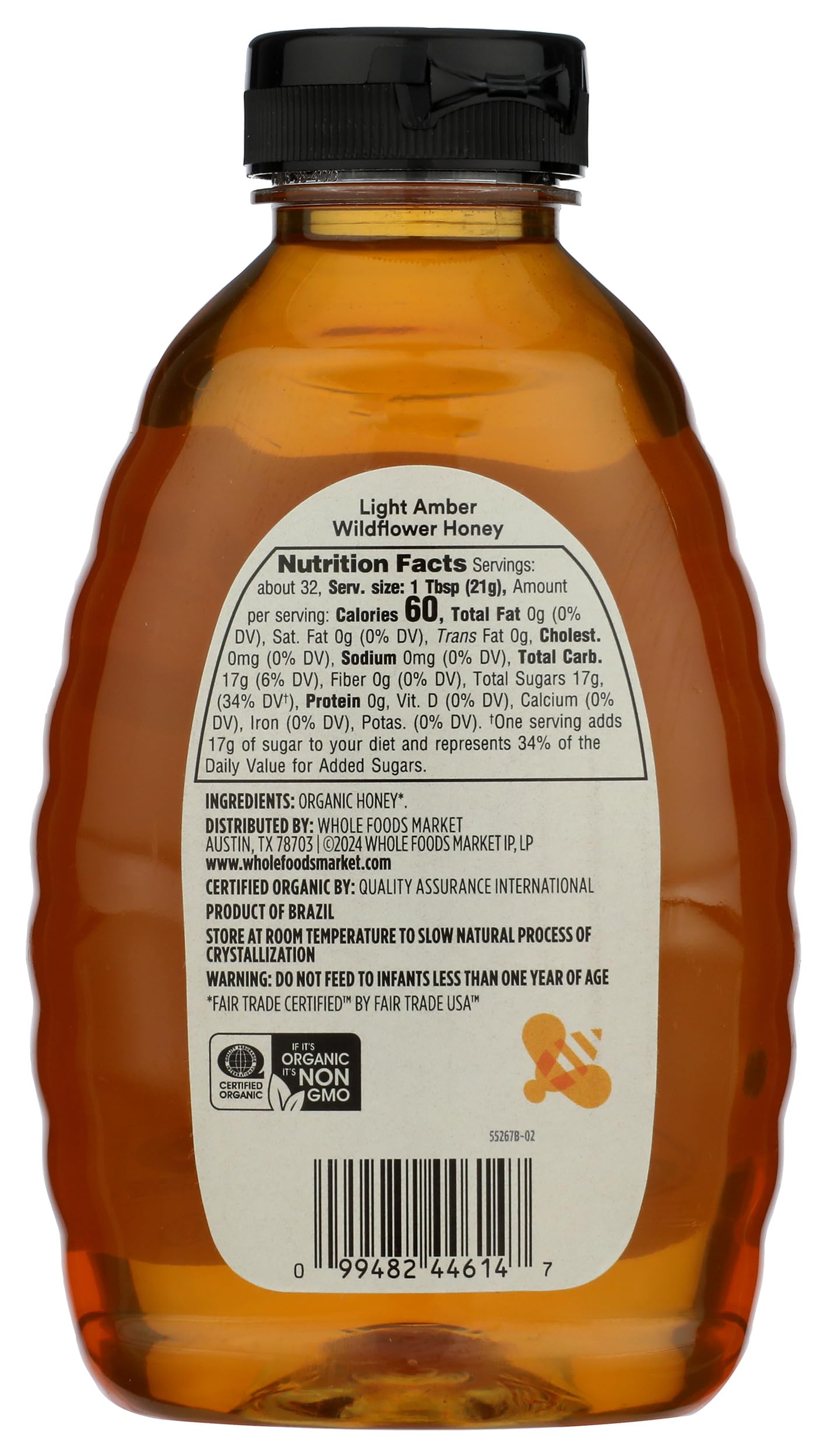 365 by Whole Foods Market, Organic Light Amber Wildflower Honey, US Grade A, 24 Ounce