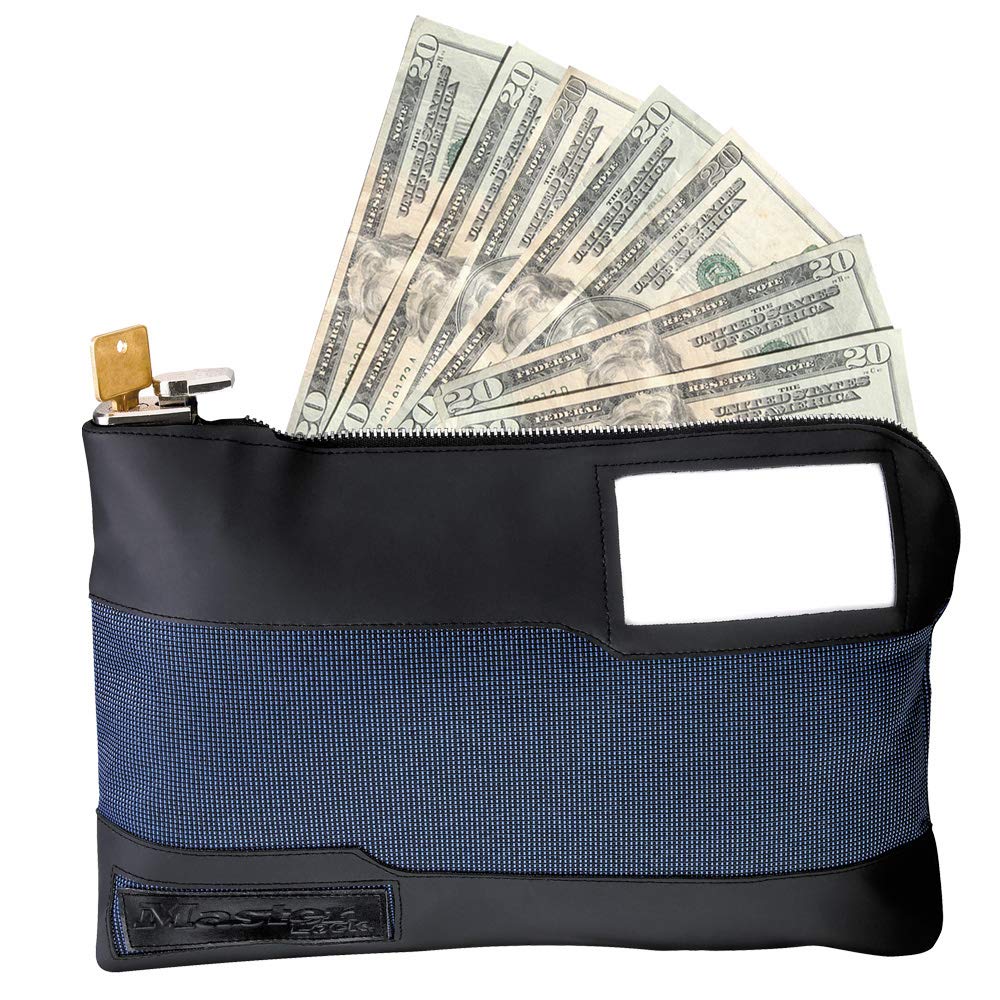 Master Lock Money Bag with Key Lock and Zipper for Cash, 11-1/2 in. Long Locking Portable Travel Money Pouch Protects Passports, Valuables, 7120D