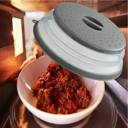 Microwave Splatter Cover Vented for Food, Splatter Guard & Colander Kitchen Gadget for Fruit Vegetables Microwave Plate Cover with Hook Hole,Dishwasher-Safe,BPA-Free Silicone & Plastic (2 Pack)