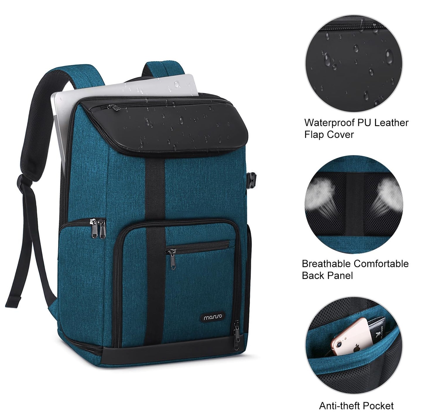 MOSISO Camera Backpack, DSLR/SLR/Mirrorless Large Men/Women Photography Camera Bag Case with 17.3 inch Laptop Compartment&Tripod Holder&Rain Cover Compatible with Canon/Nikon/Fuji/Laptop, Teal Blue