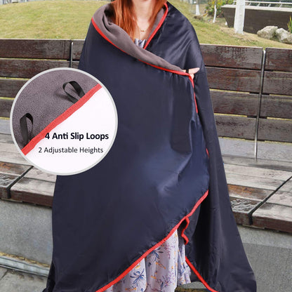 REDCAMP Large Waterproof Stadium Blanket for Cold Weather, Soft Warm Fleece Camping Blanket Windproof for Outdoor Sports, Dark Blue