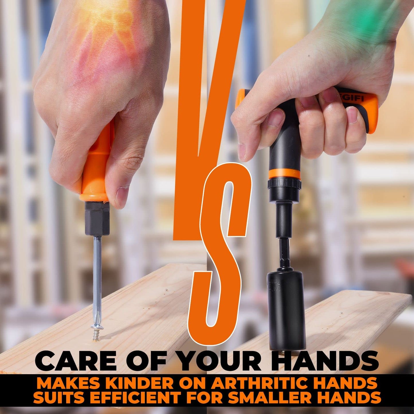 MANWALD Universal Socket Tool Set, Ratcheting T-Handle Screwdriver Set with Power Drill Adapter, Fathers Day Dad Gifts from Daughter Wife Son, Gifts for Him Men Husband, Boyfriends, Orange, Black