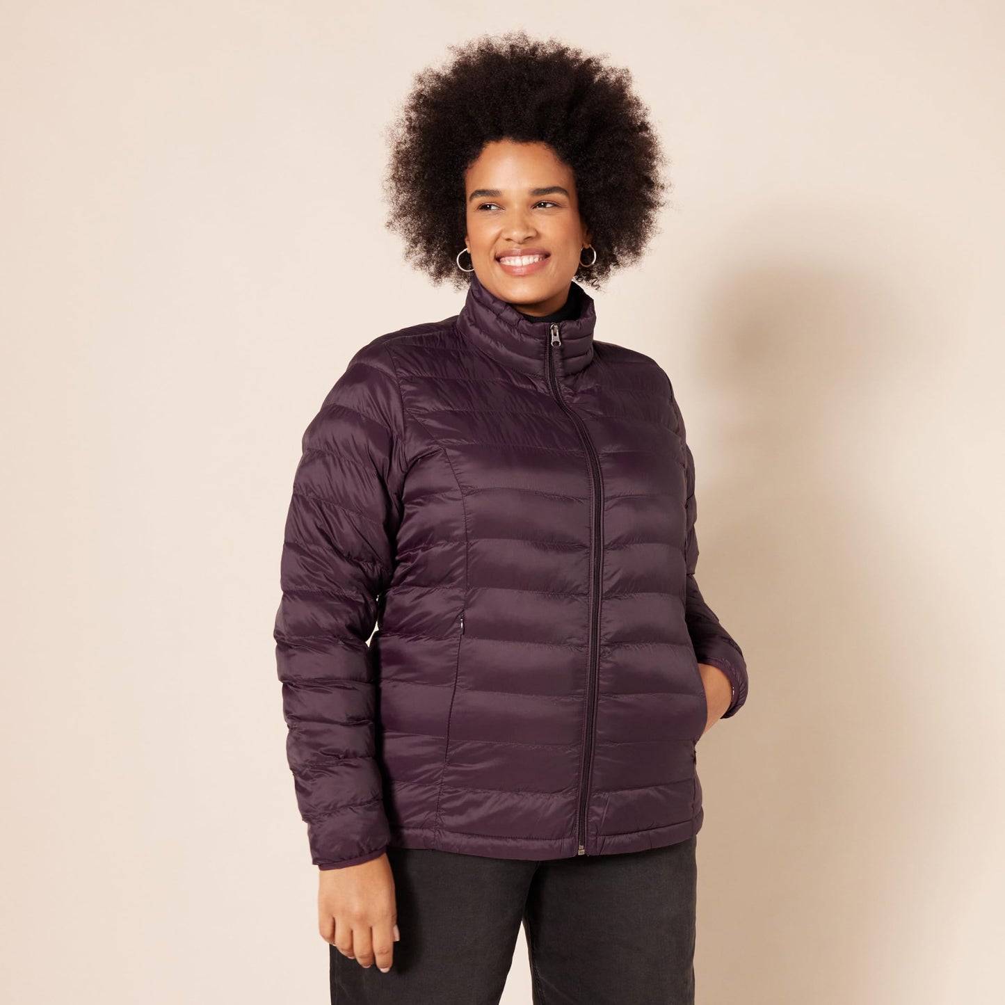 Amazon Essentials Women's Lightweight Long-Sleeve Water-Resistant Packable Puffer Jacket (Available in Plus Size), Burgundy, X-Small