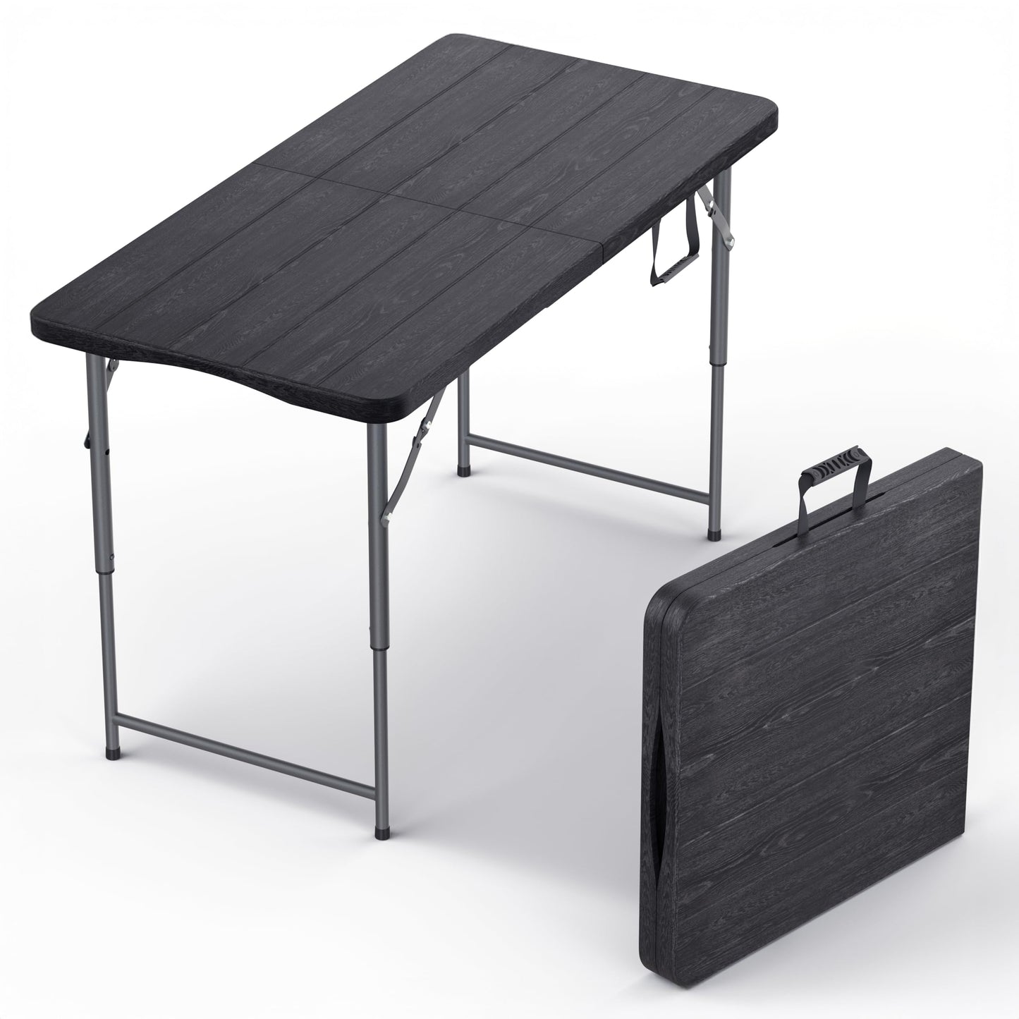 4 Feet Foldable Table Adjustable Height with Built in Handle, Steel Legs | Heavy Duty Portable | Perfect for Party, Dining, Wedding, Events, Picnic Indoor, Outdoor, Camping, Utility, Folding