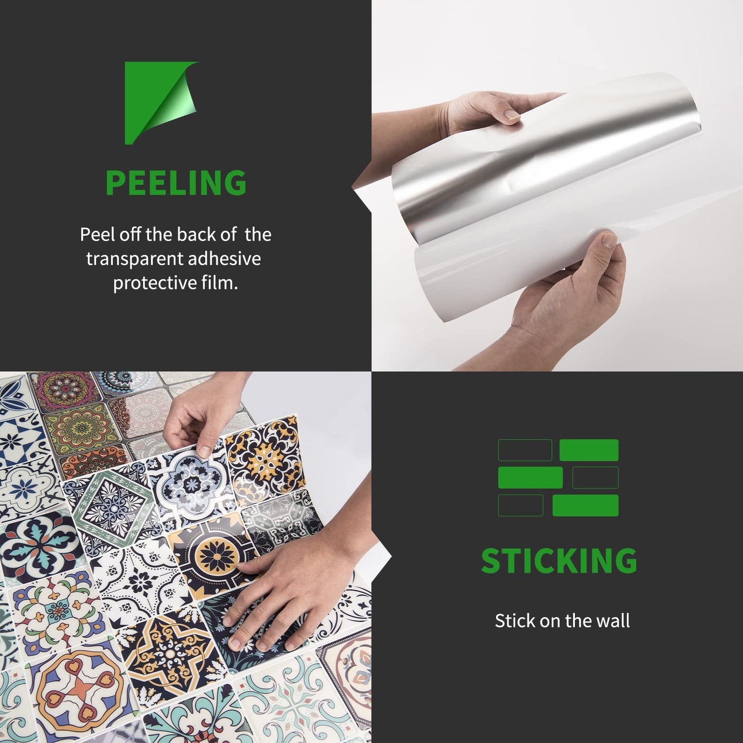 LONGKING Peel and Stick Backsplash Tile Stickers, Colorful Moroccan Tile for Kitchen, Stick on Wall Tiles (10 Sheets)