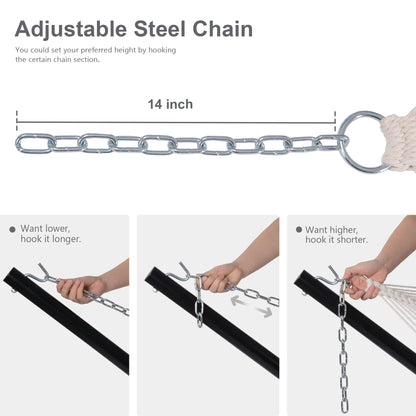 Mansion Home 12 Ft Yard Hammock with Stand, 2 Person Hammock Freestanding with Curved Spreader Bar, Large Hammocks for Outside with Pillow and Portable Bag, Heavy Duty 450 lbs, Blue Stripes