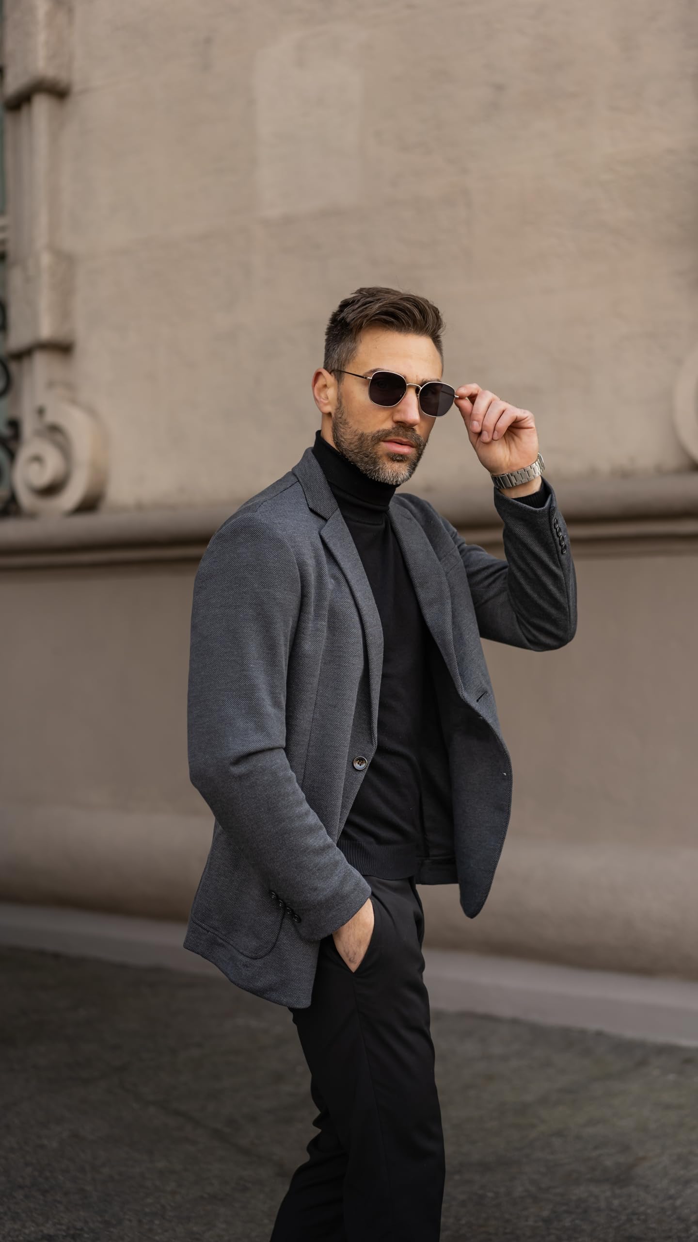 PJ PAUL JONES Mens Casual Knit Blazer Jackets Two Button Unlined Stretchy Sports Coat Grey S