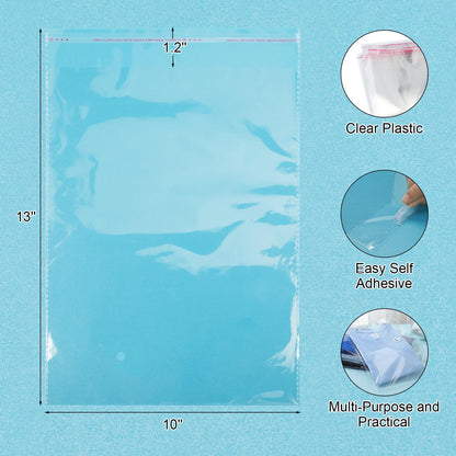 200 Pcs Resealable Poly Clear Shirt Bags with 7 Sizes 3500 Pcs Clothing Size Stickers Labels Self Sealing Plastic Bag for Small Businesses Packaging T Shirts Retail Storage(10 x 13 Inch)