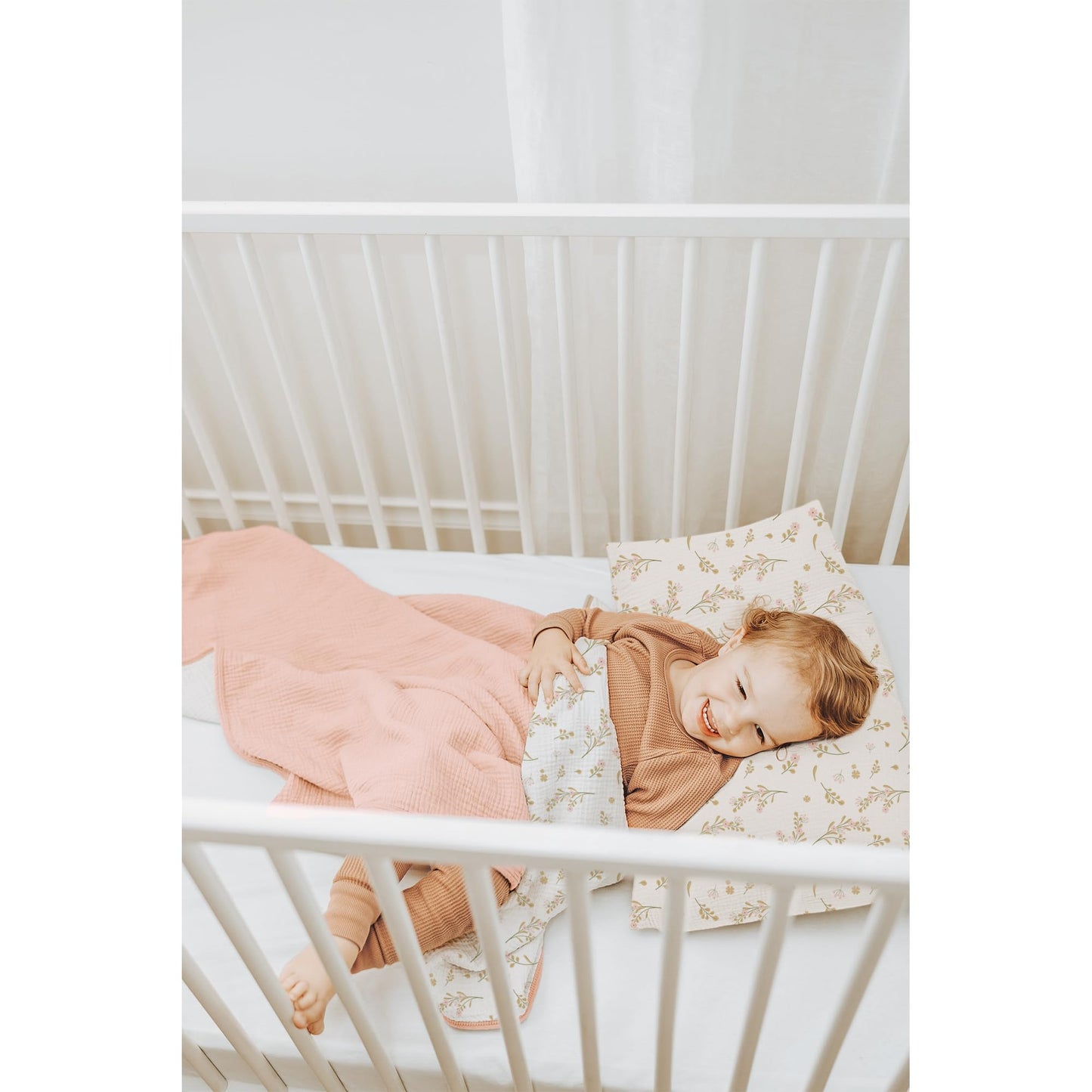 Konssy Muslin Toddler Pillowcase for 13x18 Pillow, 2 Pack Soft & Breathable Cotton Toddler Pillow Case, 100% Cotton Travel Pillow Covers for Baby Kids (Floral, Pink)