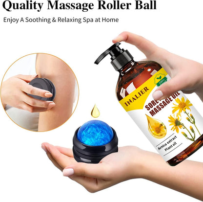 Massage Oils for Massage Therapy,Massage Kit Gifts for Women Men with Arnica, Lavender,Spa Gifts,3 Pack Cellulite,Sore Muscle & Lavender Massage Oils with Massage Ball