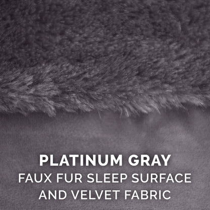 Furhaven Orthopedic Dog Bed for Large Dogs w/ Removable Bolsters & Washable Cover, For Dogs Up to 95 lbs - Plush & Velvet L Shaped Chaise - Platinum Gray, Jumbo/XL