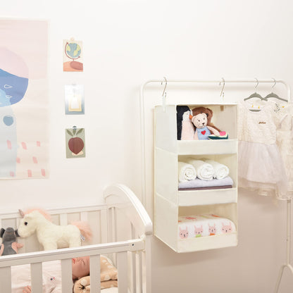 GRANNY SAYS 3-Shelf Hanging Organizer, Foldable Hanging Closet Storage, Hanging Shelves for Wardrobes & RV Closet, Beige, 29 ½" H X 12" W X 12" D, 1-Pack