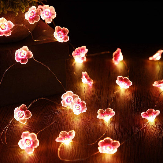 Mudder 13 FT 40 LEDs Cherry Blossom Flower String Lights for Bedroom, Pink Fairy Lights USB and Battery Operated Decorative String Lights Indoor Outdoor(1 Pack)