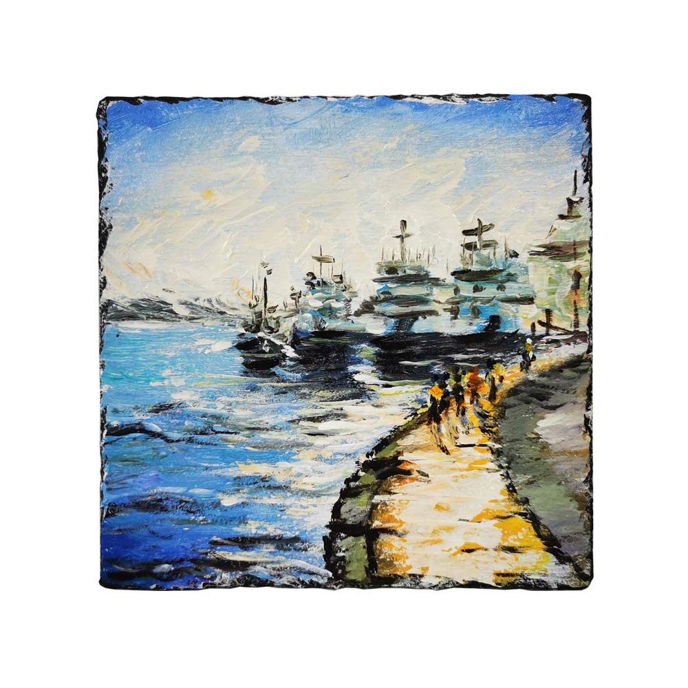 MONKEY SUN 60 Pack 4 x 4 Inch Gorgeous Black Slate Stone Coasters Bulk Square Slate Stone Cup Coaster for Drink Bar Kitchen Home, Handmade Natural Rough Edge, Set of 60