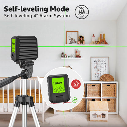 Laser Level with Tripod, Huepar 100Ft Self Leveling Green Cross Line DIY Laser Leveler Tool for Picture Hanging Floor Tile Wall Home Renovation, Gift for Him Father Husband Boyfriend (25.6in Tripod)