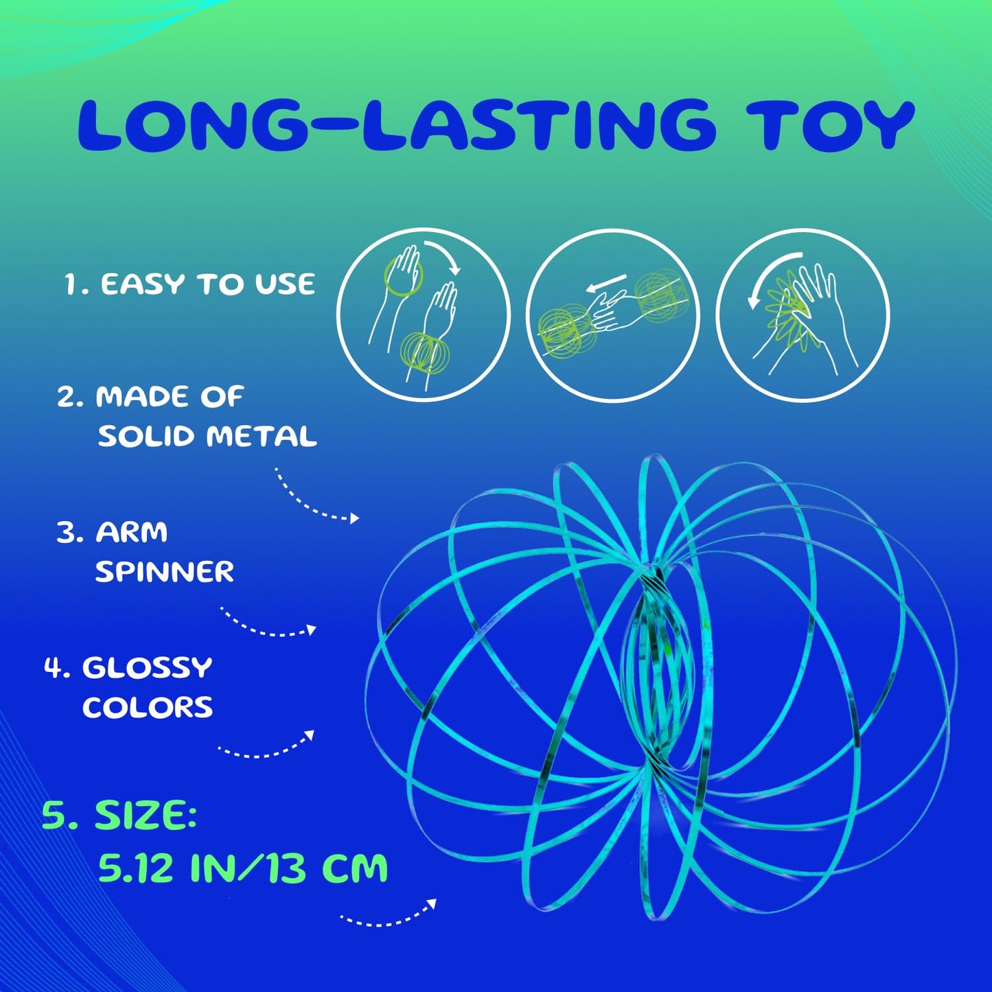 Mozi Geometric Magic Flow Bracelet - Easy to Use - 3D Bracelet Spiral Toy, Spinning Bracelet Spiral for Children and Adults (Iridescent)