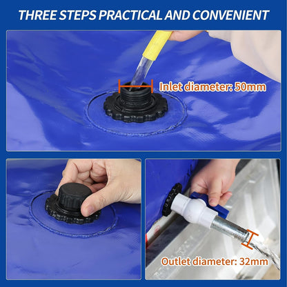 1400 L/370 gal Water Bladder Storage Containers, Foldable Portable Water Tank Large Capacity Soft Water Bag, Drought Resistance, Fire Prevention, Emergency Water