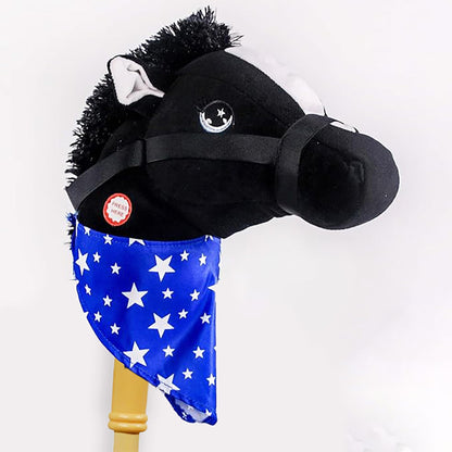 PonyLand: Music Stick Animal - Black Horse - Music Button, Sturdy Two-Piece Stick W/Colorful Soft Plush Animal Head, Pretend Play Toy, Kids Ages 3+