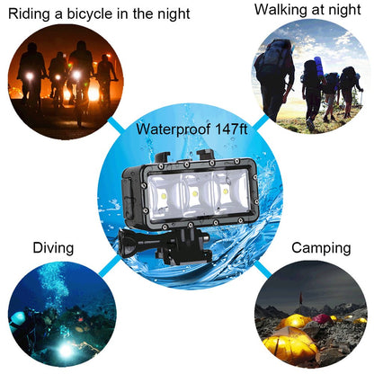 Suptig Underwater Light, Waterproof Light, Dimmable Waterproof (45m) LED Video Light for GoPro 13,11,10,9,8,7,6,5,4,3, DJI Action, Insta 360 Action Cameras
