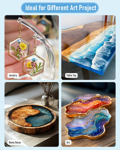 Nicpro 1 Gallon Crystal Clear Epoxy Resin Kit, Not Yellowing & Bubbles Free Resin Food Safe Resin for Coating and Casting, Craft DIY, Jewelry Making Art, Molds, Tables Top, Wood