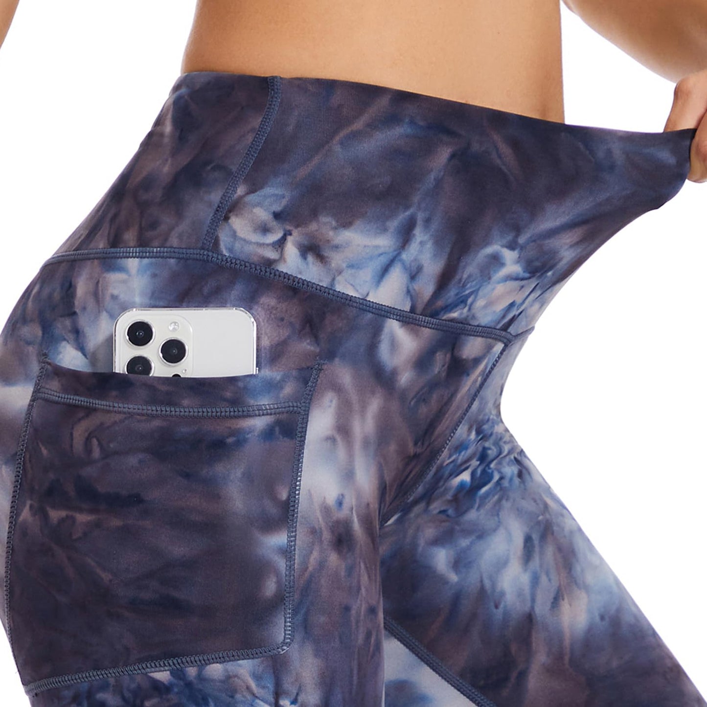 iniber Women's Biker Shorts with Pockets High Waist Workout Yoga Tie Dye Soft Spandex Athletic Bicycle Leggings Shorts for Running