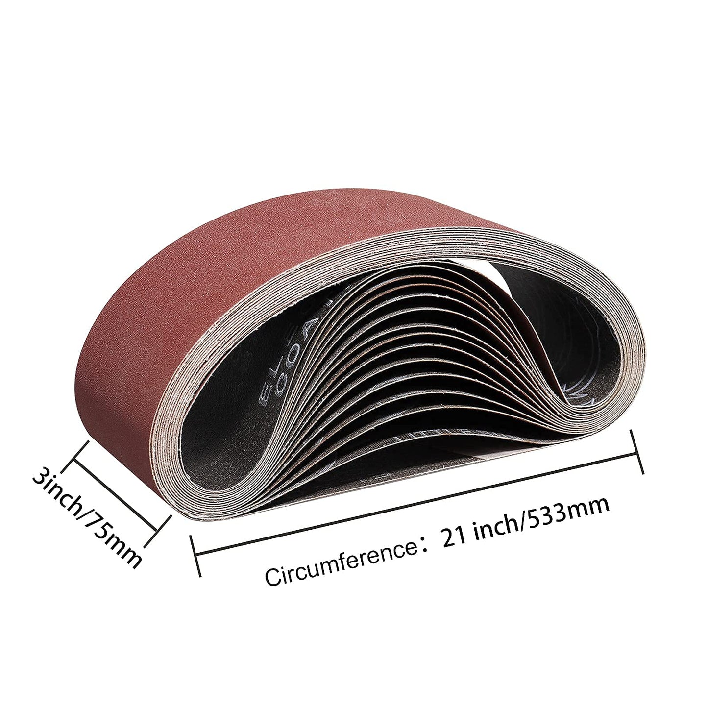 POTUINOM 3 x 21 Inch Sanding Belts 80 Grits - 10 Pack Sander Belts for Belt Sander, Best for Sanding Wood,Metal and Paint