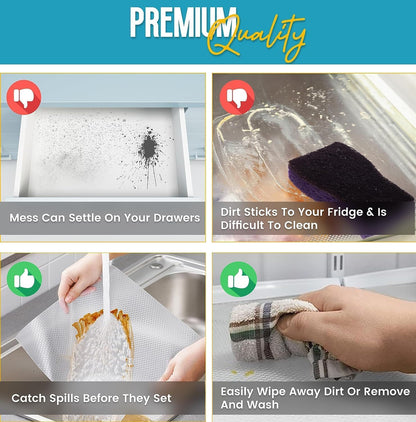 Linda's Essentials Shelf Liner Drawer Liner for Kitchen Cabinets Non-Adhesive (12 x 60 Inches) - Non-Slip Easy Clean Kitchen Cabinet and Cupboard Protector, Waterproof Mat, Clear Roll