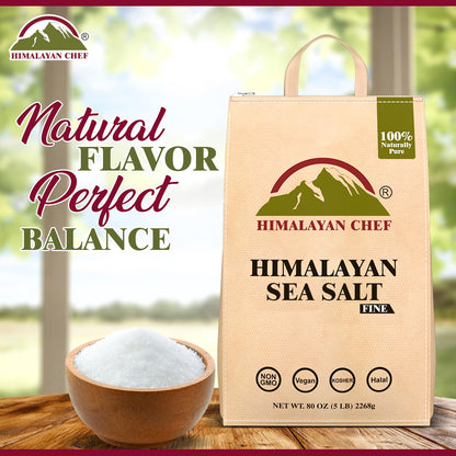 Himalayan Chef Sea Salt Fine - Unrefined Mineral Salt, 5 lb Bag (1 Pack)