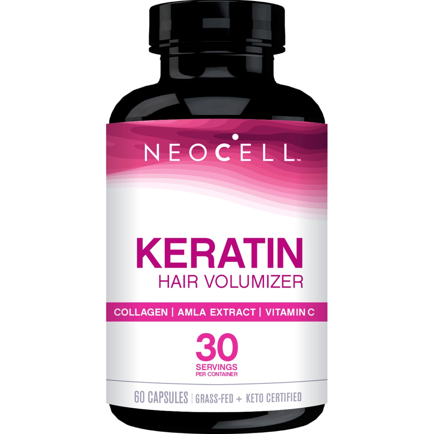NeoCell Keratin Hair Volumizer With Collagen, Amla Extract and Vitamin C, Hair and Skin Supplement, Capsule, 60 Count, 1 Bottle