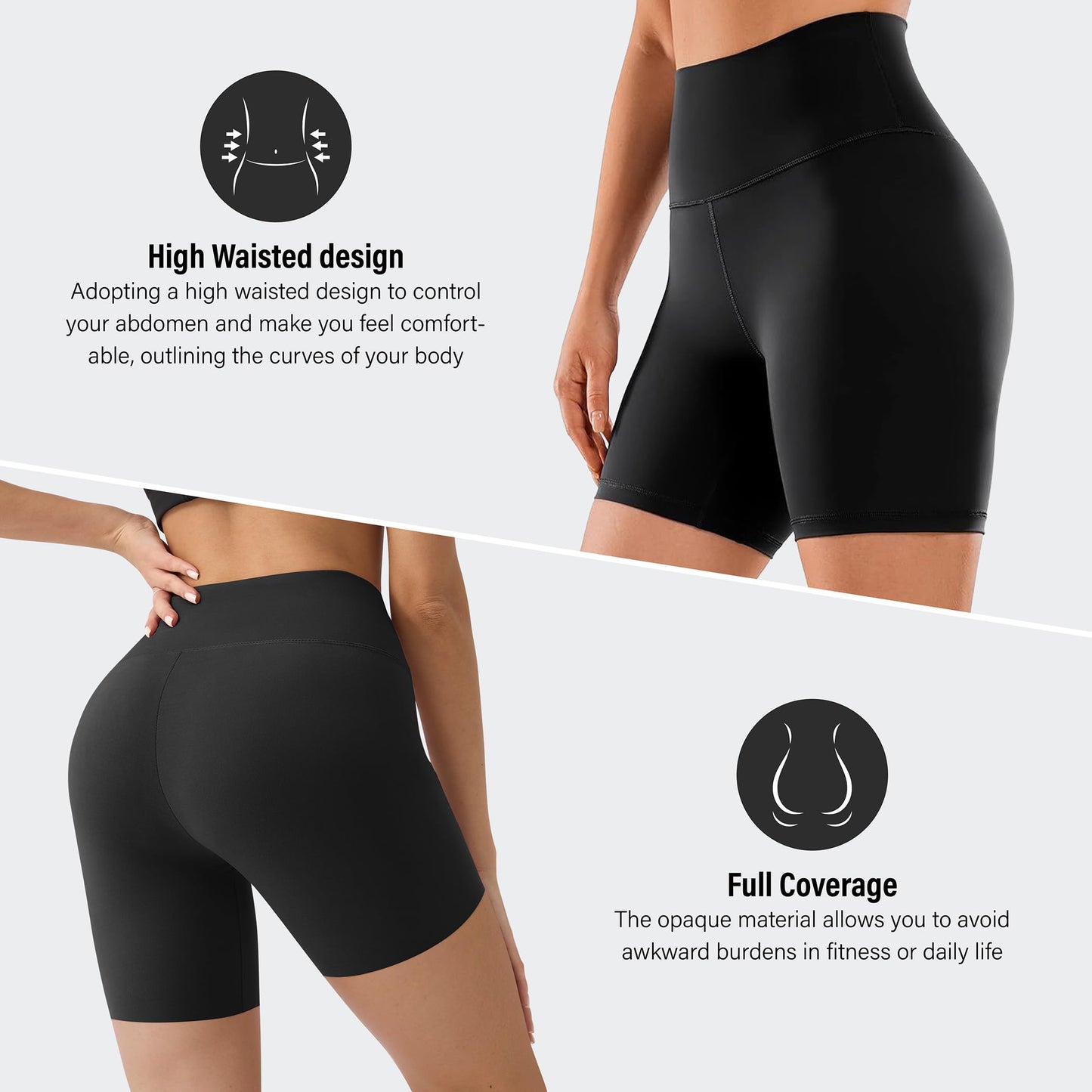 GYMGUN High Waisted Biker Shorts for Women Fitness-Tummy Control Workout Summer Yoga Shorts Gym Athletic Running