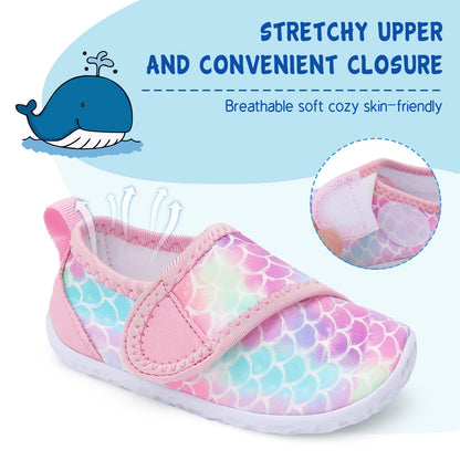 LeIsfIt Boys Girls Water Shoes Kids Aqua Socks Toddler Quick-Dry Beach Swimming Shoes Lightweight Breathable Non-Slip Outdoor Sport Water Shoes Pink Scale 12 Little Kid